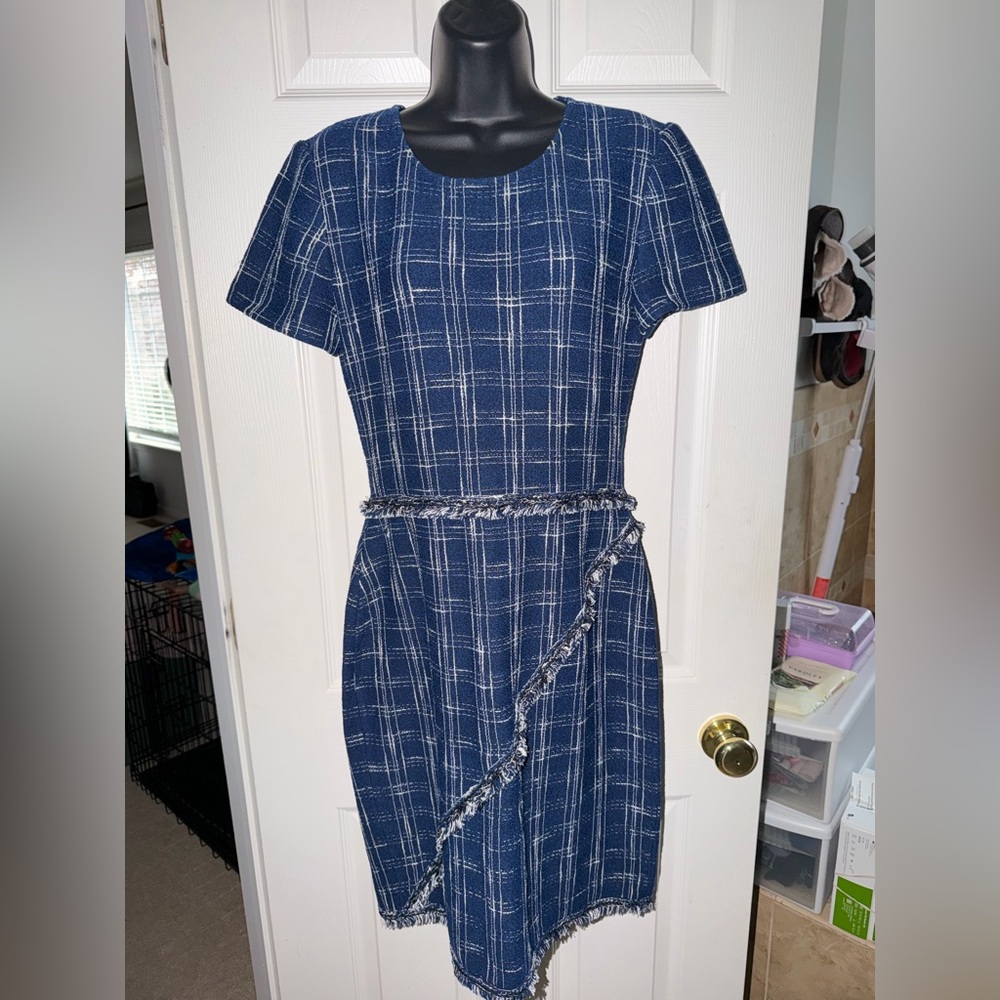 St. John Plaid Print Knee Length Dress